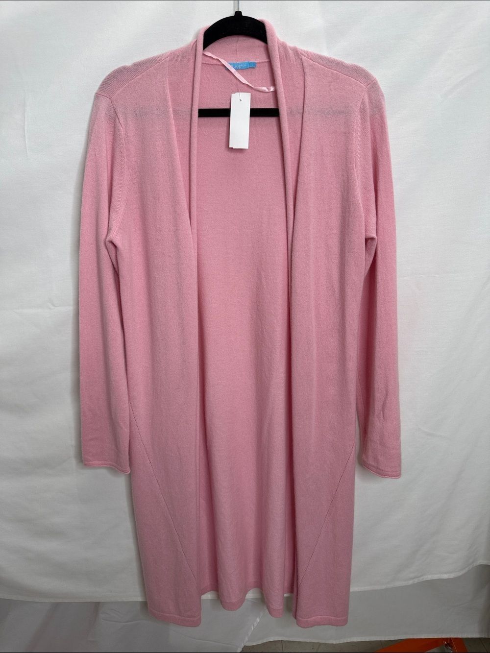 Long Open-Front Pink Cardigan for Women